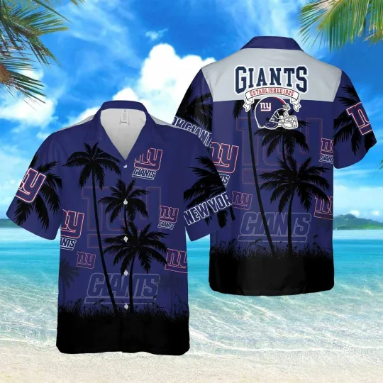 Discover New York Football Giantss Team Hawaiian Shirt Short Sleeve Adult