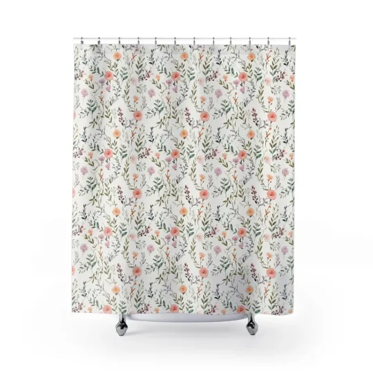 Discover Watercolor Wildflowers Shower Curtain | Floral Botanical Pattern