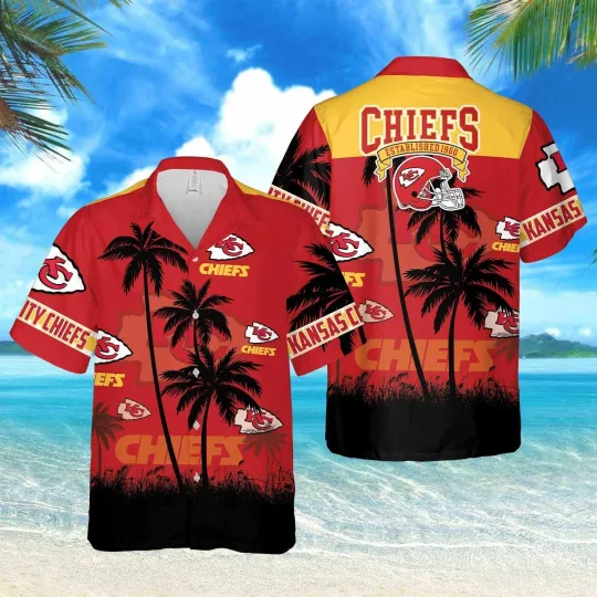 Kansas City Football Chiefss Team Hawaiian Shirt Short Sleeve Adult