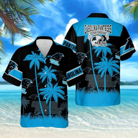 Discover Carolina Football Pantherss Team Hawaiian Shirt Short Sleeve Adult