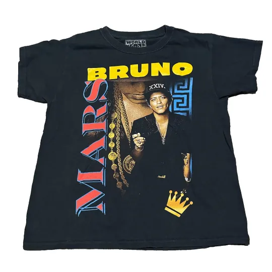 Discover Bruno Mars 24k Magic World Tour Women Small S Fit Concert Date Shirt Tee Black