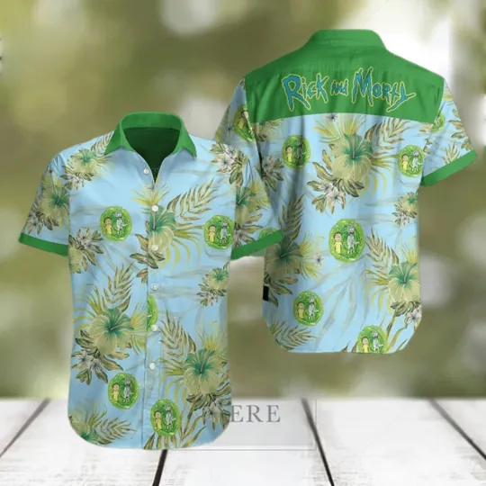 Rick And Rickandmorty Hawaiian Shirt Hibiscus Flowers Pattern Gift For Beach Trip