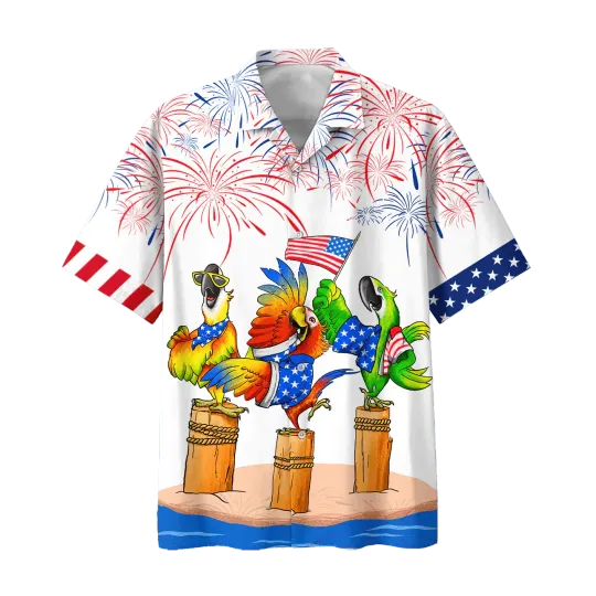 Discover Parrot Aloha Hawaiian Shirts For Summer Funny Independence Day USA Freedom Aloha