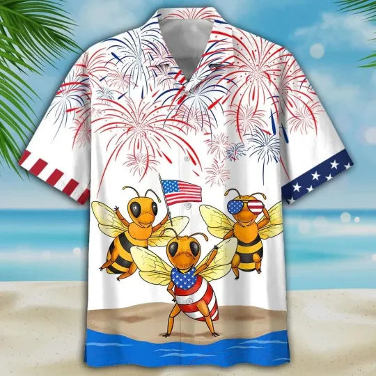 Discover Bee Aloha Hawaiian Shirts For Summer American Independence Day Aloha Hawaiian Sh