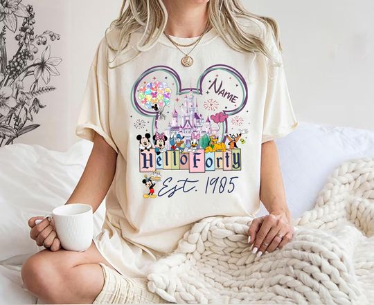 Discover Custom Disneyland 40th Birthday Comfort Colors Shirt, Hello Thirty Est 1985 Shirt, Princess Birthday, Disneyland Princess Family, Birthday