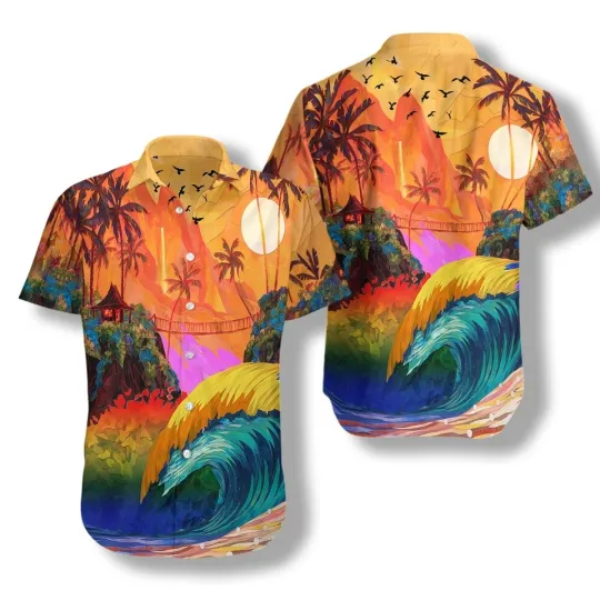 Discover Sunset Unisex Adul, Tropical Hawaiian Shirt, Aloha Party