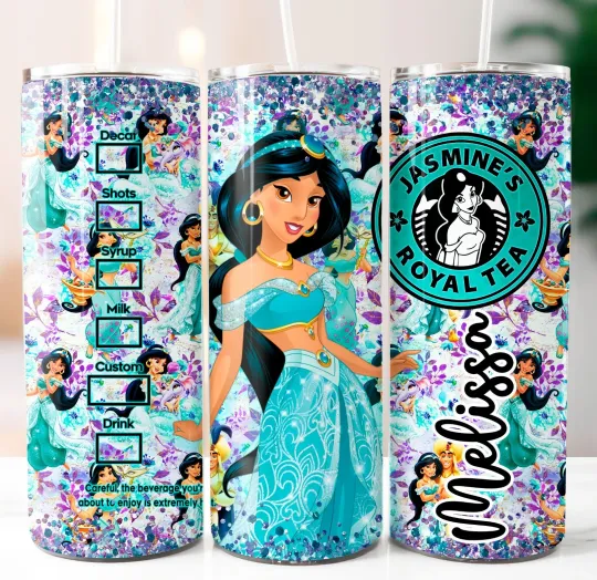 Princess Coffee Tumbler with Lid and Straw