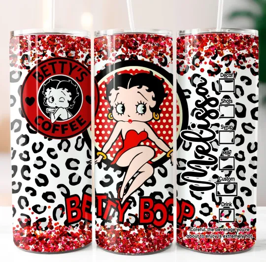 Discover Betty Boop Coffee Tumbler 20oz Insulated Stainless Steel W Clear Lid/Straw