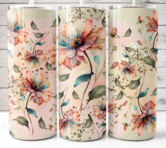 Wildflowers Tumbler with Lid and Straw