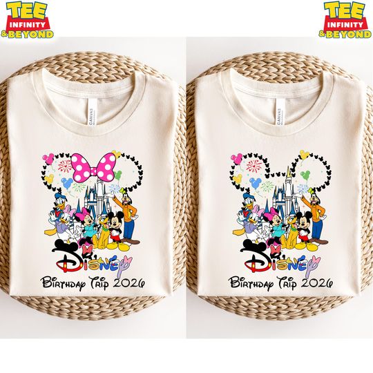 Discover Disney Birthday Trip 2026 T-Shirt, Mickey And Friends Birthday Family 2026 Tee, Disney Family Vacation 2026 Shirt, Disney Castle Trip Shirt