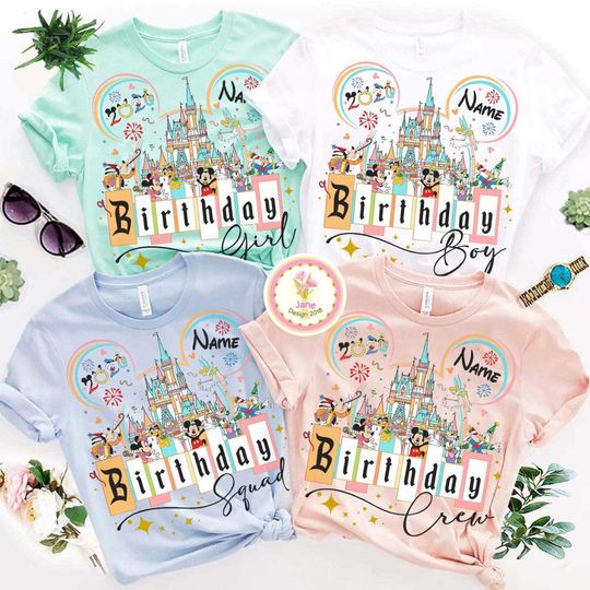 Discover Personalized Disney Birthday 2026 Shirts, Mickey And Friends Birthday Family Tees, Disney Birthday Girl, Birthday Squad, Best Birthday Ever