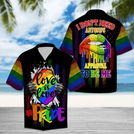 Discover LGBT Aloha Hawaiian Shirts For Summer Pride Colorful Rainbow Hawaiian Shirts Gif