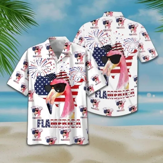 Discover American Flag Flamingo Flamerica Hawaiian Shirt