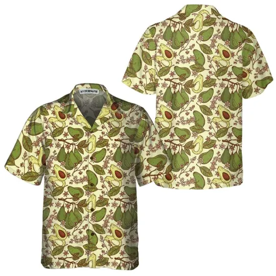 Discover Watercolor Avocado Seamless Pattern Hawaiian Shirt Funny Avocado Shirt