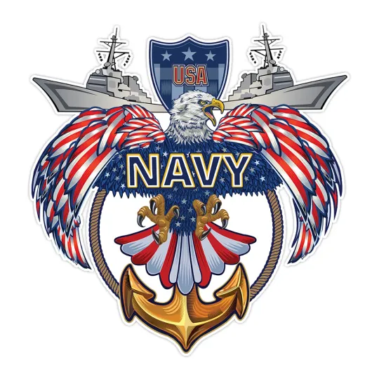 Discover USA Navy Bumper Sticker - Military Vinyl Decal