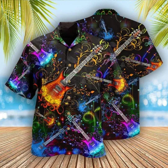 Discover Guitar Colorful Aloha Hawaiian Shirt For Summer Gowhere The Guitar Takes You Haw