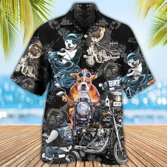 Discover Motorcycle Dog Aloha Hawaiian Shirt For Summer I Like Motorcycles And Dogs Hawai