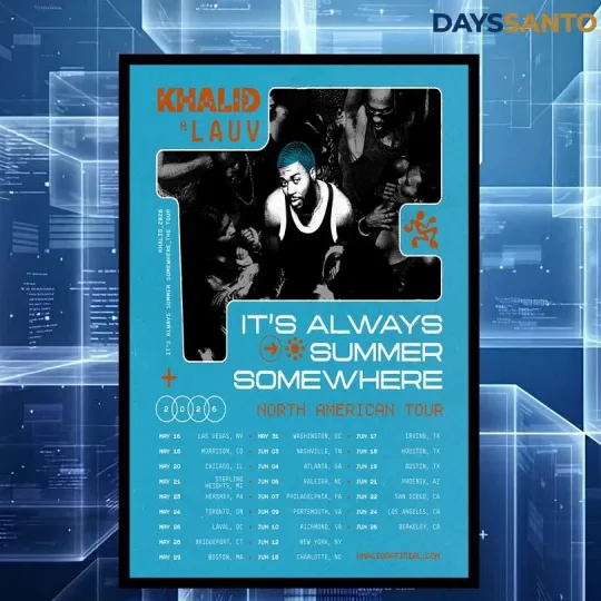 Discover Khalid 2026 North American Tour Poster Home Decor, Wall Art, Fan Gift