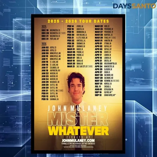 Discover John Mulaney 2025 2026 Fall Tour Poster Home Decor, Wall Art, Fan Gift