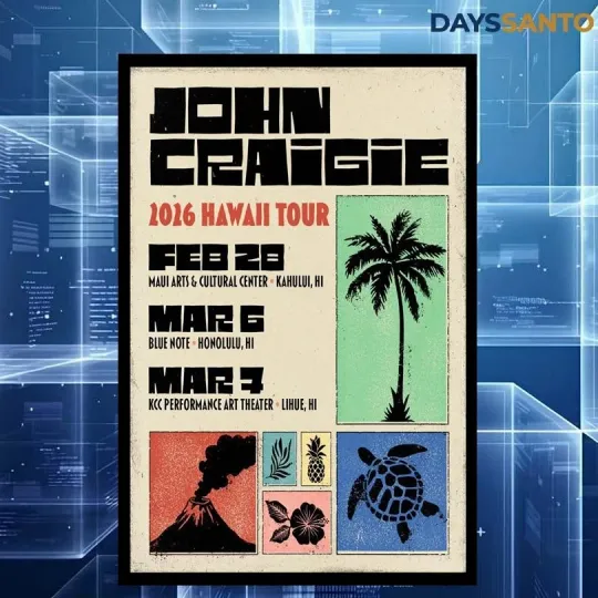 Discover John Craigie Hawaii 2026 Tour Poster Home Decor, Wall Art, Fan Gift