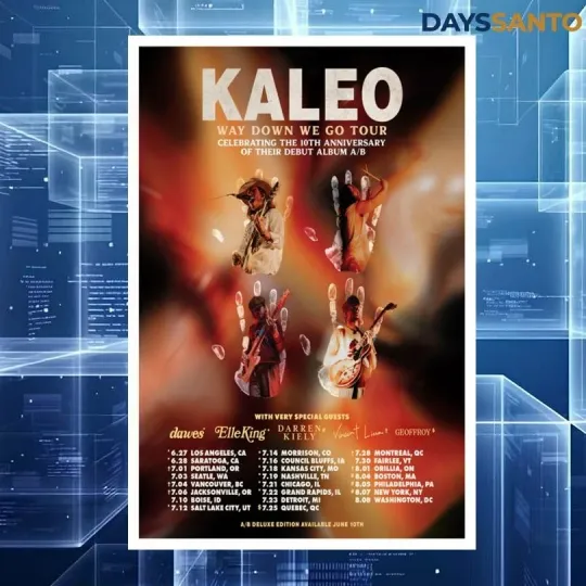 Discover Kaleoo Way Down We Go Tour 2026 Poster Home Decor, Wall Art, Fan Gift