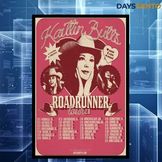 Discover Kaitlin Butts Roadrunner Tour 2.0 2025 2026 Poster Home Decor, Wall Art