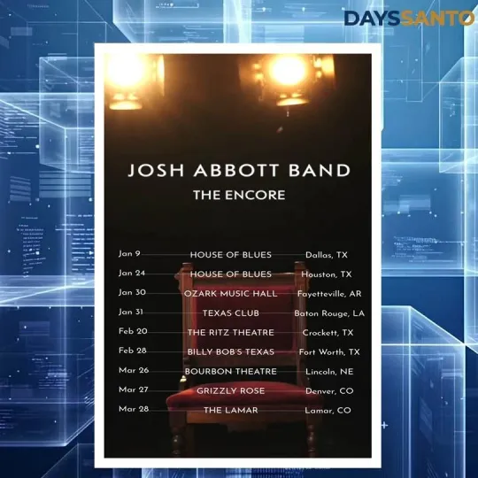 Discover Josh AbboTT Band The Encore Tour 2026 Poster Home Decor, Wall Art, Fan Gift