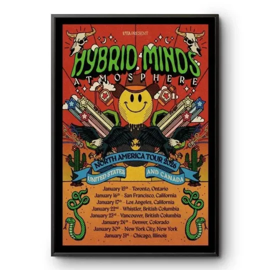 Discover Hybrid Minds Atmosphere North America 2026 Tour Poster Smiley Art Print