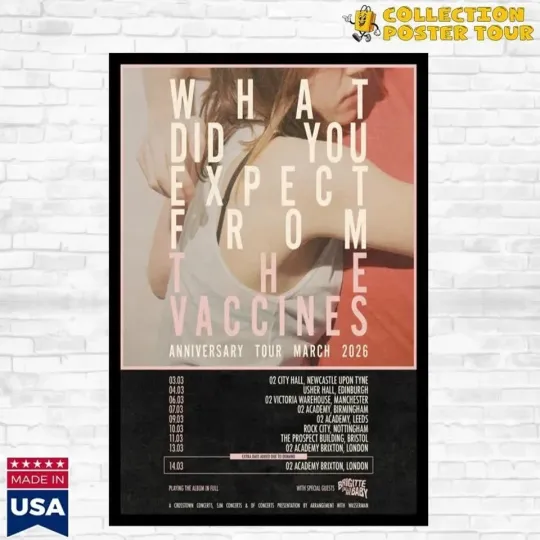 Discover The Vaccines Anniversary Tour March 2026 Poster Home Decor, Wall Art