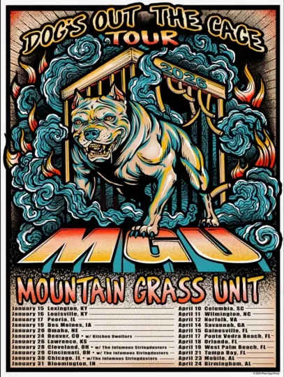 Discover Poster Mountain Grass Unit Dog’s Out the Cage Tour 2026 Poster, gift for fans