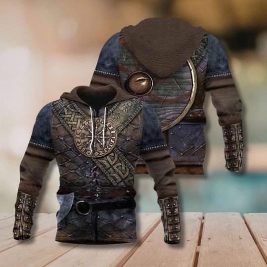 Discover Viking Armor 3D Hooded Pullover Norse Warrior Costume