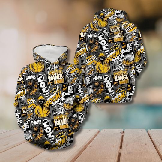 Discover Comic Graffiti All-Over Print Hoodie Streetwear Pullover Sweatshirt