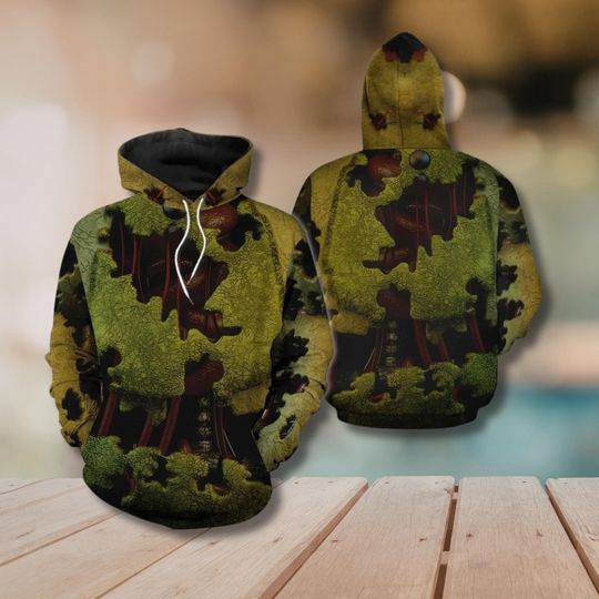 Discover 3D Forest Camo Hoodie, Woodland Tree Pattern Pullover Sweatshirt, Hunting Outdoor Streetwear