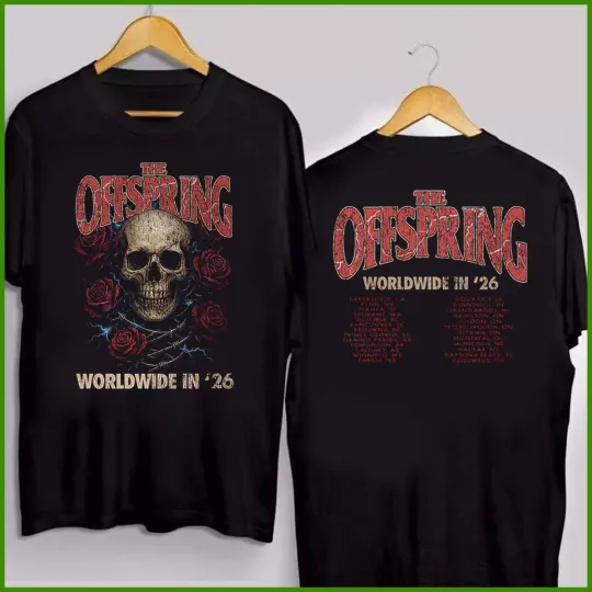 Discover The Offspring Supercharged Worldwide 2026 Merch Rose Skull 2026 Tour Shirt