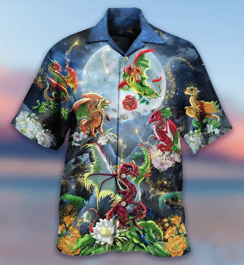 Discover Dragon Aloha Hawaiian Shirt For Summer Dragon Flowers Love Life To The Moon Hawa