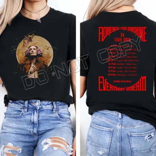Florence and the Machine 2026 Tour T-shirt, Everybody Scream Music T-Shirt