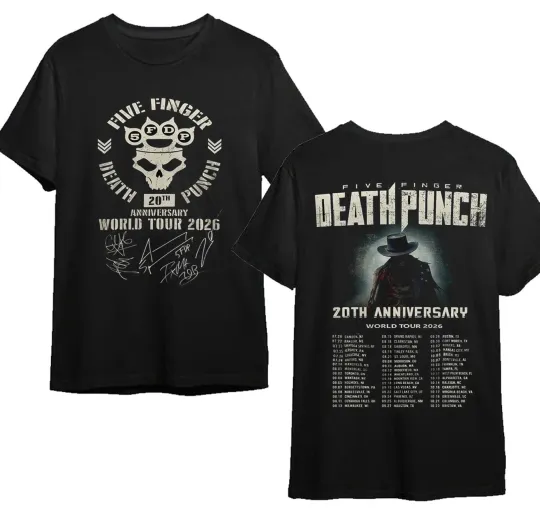 Discover Five Finger Death Punch 20th Anniversary Tour 2026 T shirt