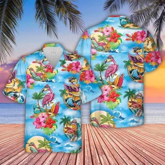 Discover Flamingo Aloha Hawaiian Shirt   Pink Flamingo Hibiscus Flower Hawaiian Shirt Car