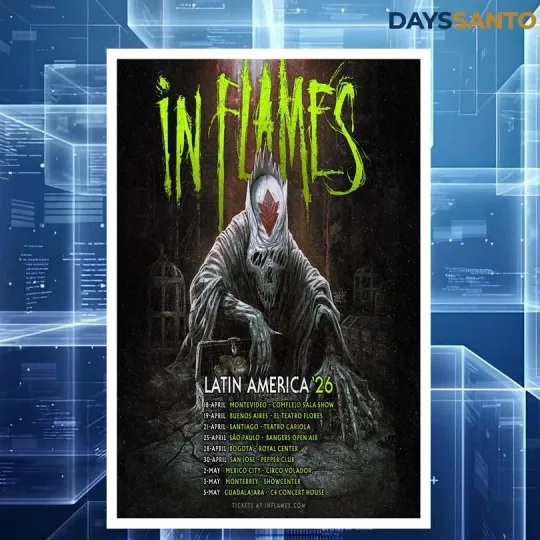 Discover In Flames Latin America Tour 2026 Poster Home Decor, Wall Art, Fan Gift
