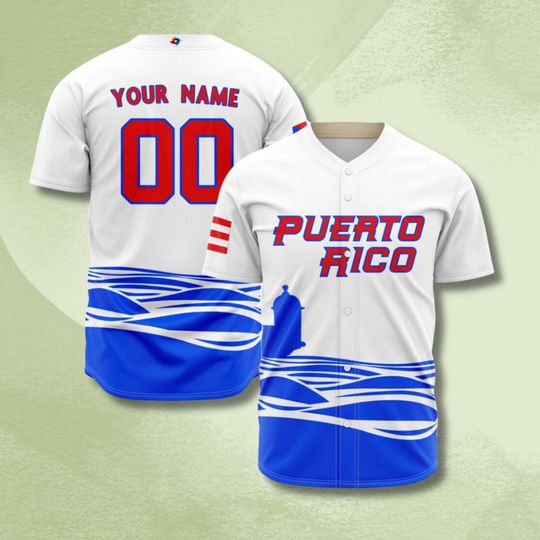Discover Personalized Puerto Rico Baseball Jersey with Custom Name and Number
