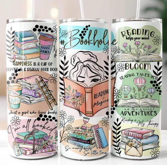 Discover Books Lover Tumbler with Lid and Straw
