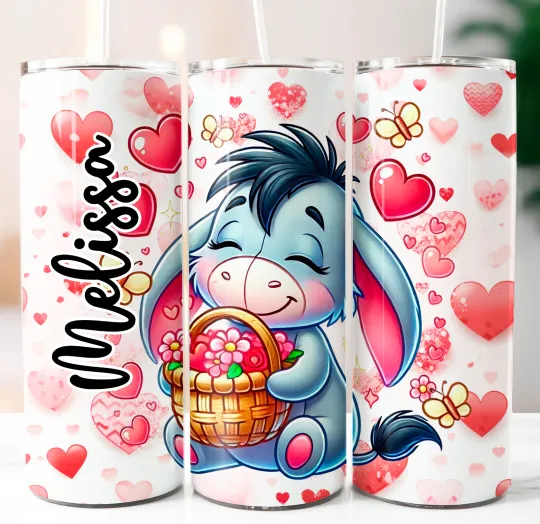 Discover Valentine Day Eeyore Tumbler with Lid and Straw