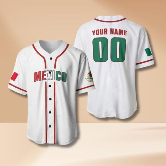 Discover Mexico Baseball Jersey Custom Name and Number, Team Mexico Fan Jersey, Unisex Button-Up Shirt