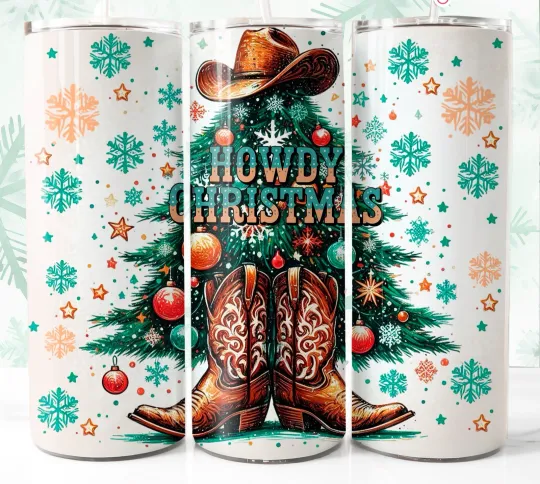 Discover Howdy Christmas Tumbler with Lid and Straw