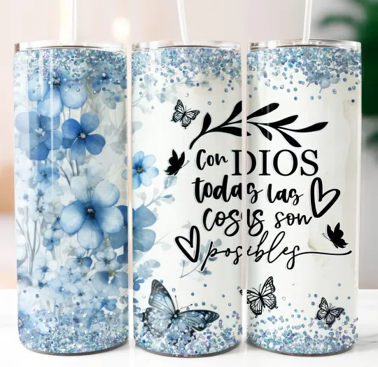 Discover Spanish Religious Tumbler with Lid and Straw