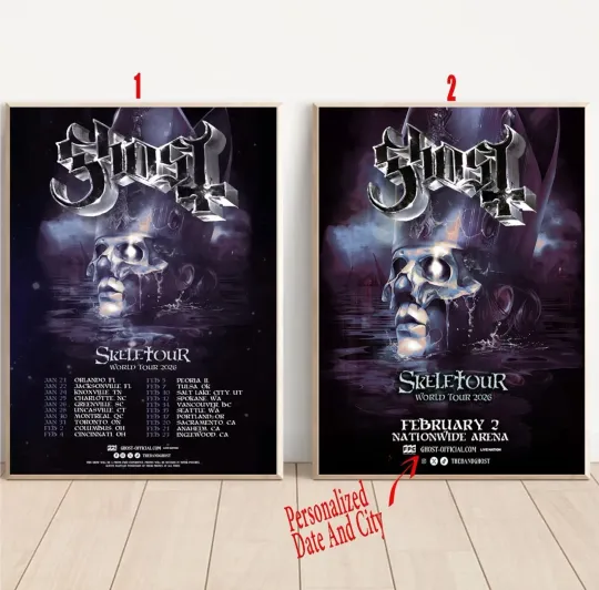 Discover Custom Ghost Skeletour World Tour 2026 Poster