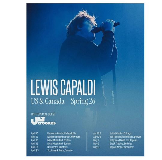 Discover NEW! Lewis Capaldi 2026 North American Tour Poster