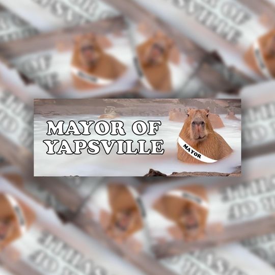 Discover Mayor of Yapsville Bumper Sticker: Water Resistant Meme Sticker