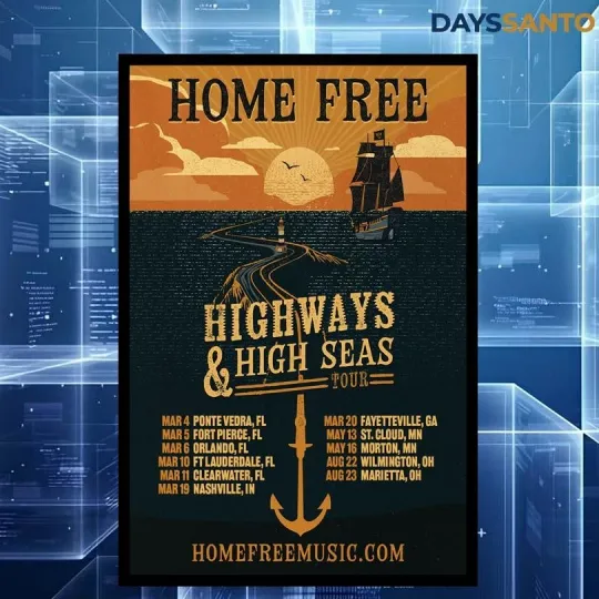 Discover Home Free 2026 Highways & High Seas Tour Poster Home Decor, Wall Art