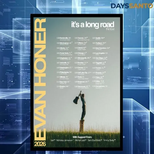 Discover Evan Honer Its A Long Road Tour 2026 Poster Home Decor, Wall Art, Fan Gift